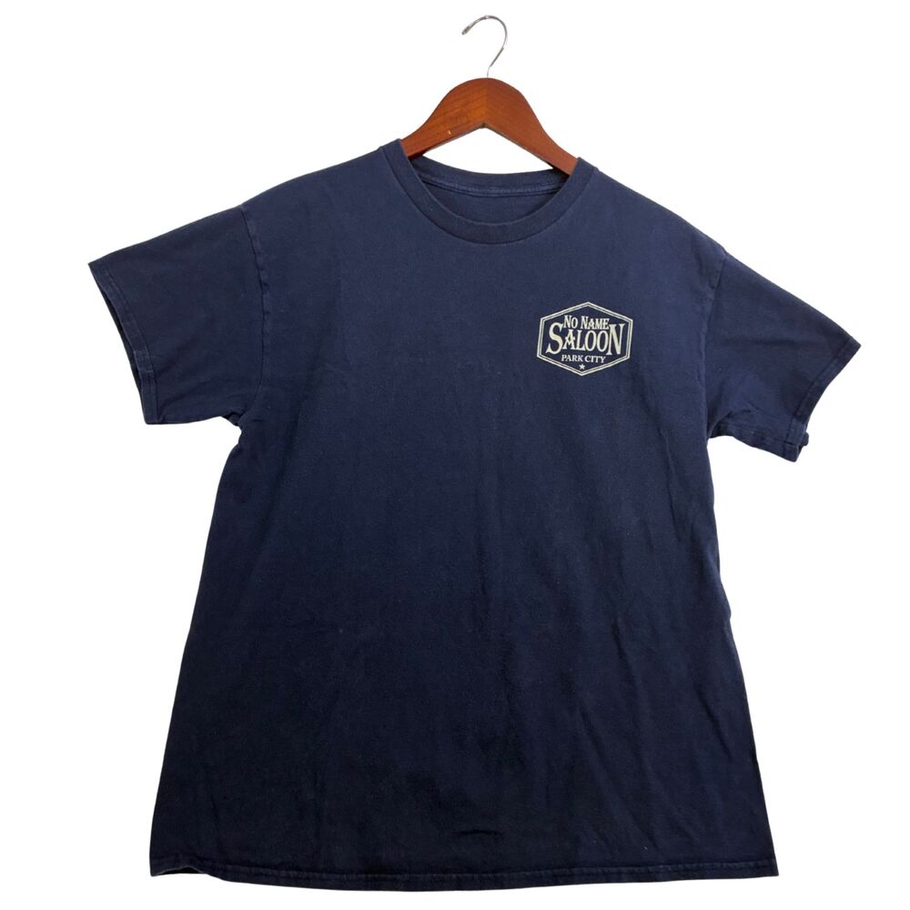 No Name Saloon Park City Utah T-Shirt Mens Navy Blue Buffalo Burger Bar Graphic